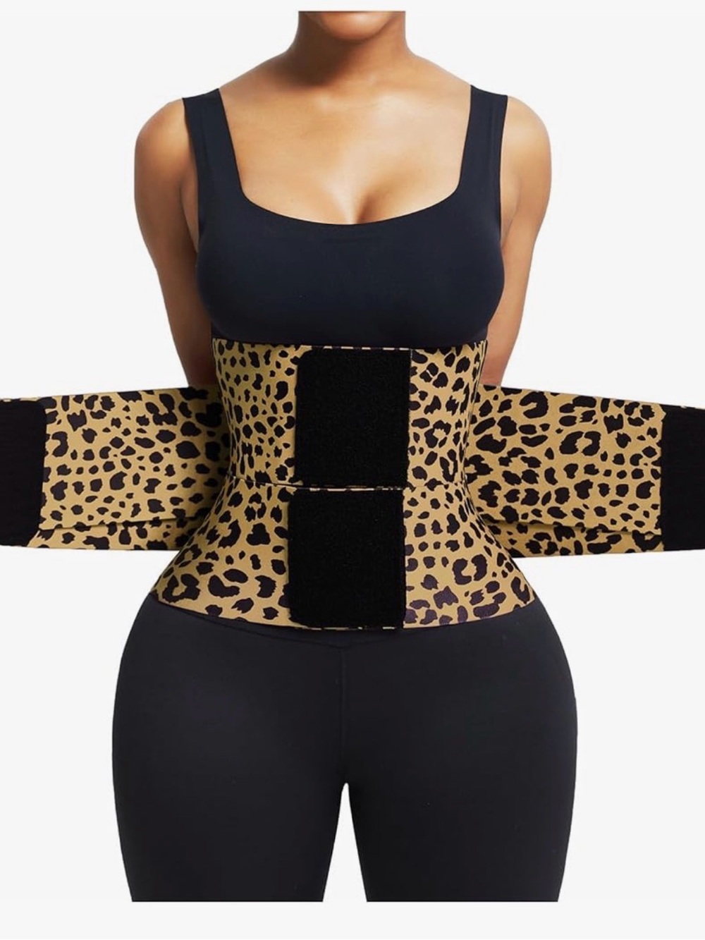 Leopard Print Waist Trainer Cincher - Tan/Black